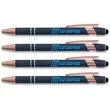 Soft Touch Rose Gold Trim Metal Pens | https://www.bestnamebadges.com