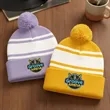 Custom Two-Tone Knit Pom Beanies | https://www.bestnamebadges.com