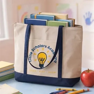 Large Top Zipper Cotton Tote Bags