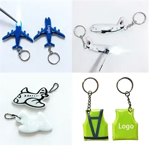 Custom Airplane Shape PVC Keychain With LED