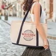 Custom Two Tone Cotton Canvas Tote Bags | https://www.bestnamebadges.com