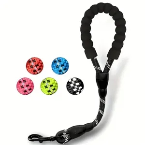 Short Reflective Nylon Dog Leash with Foam Handle