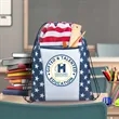 Custom American Flag Drawstring Tote Bags | https://www.bestnamebadges.com