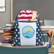 Custom American Flag Drawstring Tote Bags | https://www.bestnamebadges.com
