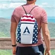 Custom American Flag Drawstring Tote Bags | https://www.bestnamebadges.com