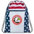Custom American Flag Drawstring Tote Bags | https://www.bestnamebadges.com