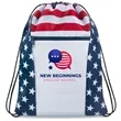 Custom American Flag Drawstring Tote Bags | https://www.bestnamebadges.com