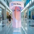 Square Trade Show Tower With Hanging Sign | https://www.bestnamebadges.com