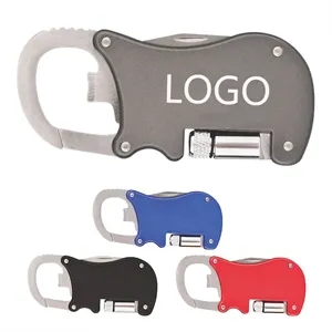 Bottle Opener Carabiner With Flashlight/Knife