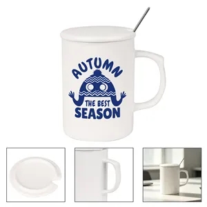 14Oz Starry Sky Ceramic Coffee Mug With Lid & Spoon