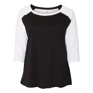 LAT Women's Curvy Collection Baseball Three-Quarter Sleev...