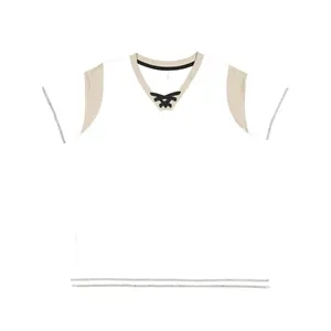 LAT Women's Curvy Lace Up Fine Jersey Tee - 3833