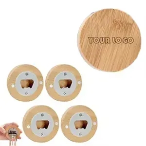 Round Wooden Magnetic Bottle Opener