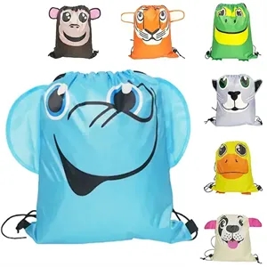 Animals Polyester Drawstring Backpack