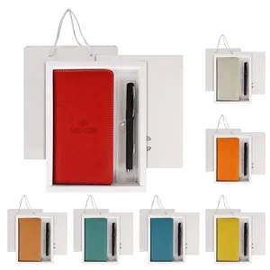 A5 Leather Journal Notebook and Pen Gift Set W/ Carrier Bag