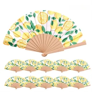 Full Color Manual Hand Fans with Wooden Frame