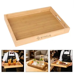 Rectangle Bamboo Serving Tray W/ Handle 13.7"x10"