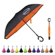 49" Arc Manual Inverted Reverse Umbrella With C Handle | https://www.bestnamebadges.com