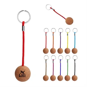 1.4" Oak Floating Cork Ball Keychain Boat Sailing