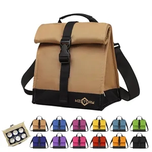 Rolltop Reusable Insulated Lunch Bag With Handle & Strap