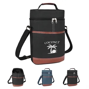 Oxford Insulated Double Wine Cooler Bag W/ Shoulder Strap