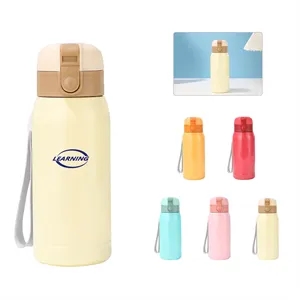 12Oz Small Travel Insulated Water Bottle W/ Lanyard