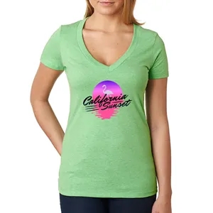 Next Level Ladies CVC Deep V Crew Neck Tee Shirts