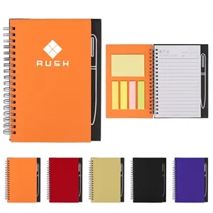 Pocket Spiral Notebook W/ Magnetic Pen Holder & Sticky