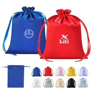 Small Satin Drawstring Gift Bag Jewelry Pouch 7"x9.8"