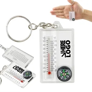 Thermometer Compass Keychain Ooutdoor Key Tag