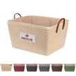 Large Collapsible Storage Basket Bin W/ Leather Handle | https://www.bestnamebadges.com