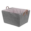 Large Collapsible Storage Basket Bin W/ Leather Handle | https://www.bestnamebadges.com