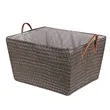 Large Collapsible Storage Basket Bin W/ Leather Handle | https://www.bestnamebadges.com