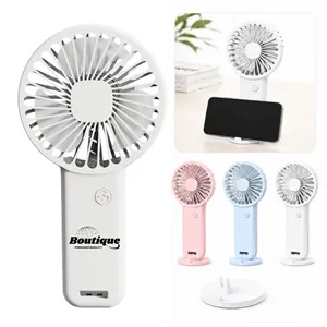 2in1 USB Rechargeable Handheld Fan With Phone Holder Stand