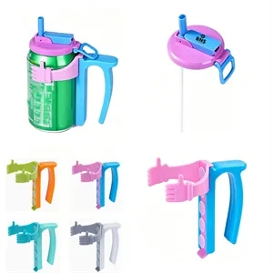 Reusable Soda Can Lids with Straw Handle Holder Set