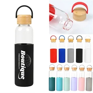 16Oz Glass Water Bottle With Silicone Sleeve Carry Handle