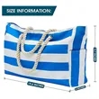 Striped Canvas Beach Tote With Rope Handles Carryall | https://www.bestnamebadges.com