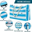 Striped Canvas Beach Tote With Rope Handles Carryall | https://www.bestnamebadges.com