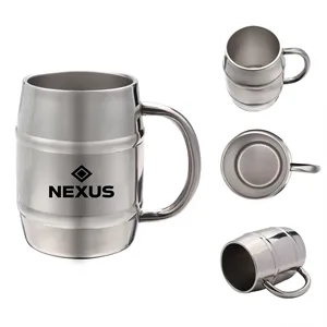 14oz Double Wall Stainless Steel Beer Cup W/ Handle