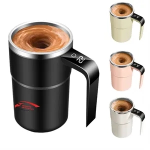 Portable Self-Stirring Mug With Built-In Temperature Display