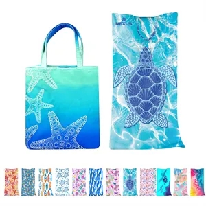 2 In 1 Convertible Microfiber Beach Towel & Tote Bag