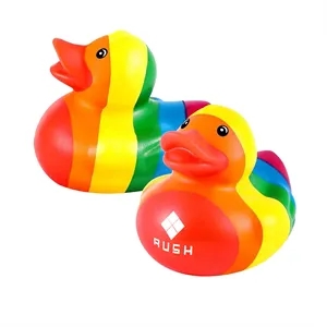 Mini Rainbow Soft Rubber Duck Bath Toy W/ Vocal Hole