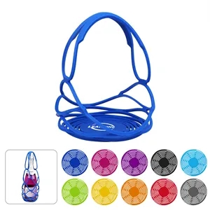 2 In 1 Foldable Silicone Wine Bottle Carrier Bag&Coaster