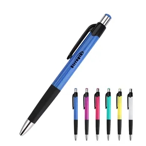 1.0mm Plastic Retractable Ballpoint Pens W/ No Slip Grip