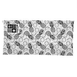 Terry beach towel with built-in drawstring bag