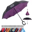Reverse Folding Inverted Windproof C Handle Umbrella | https://www.bestnamebadges.com