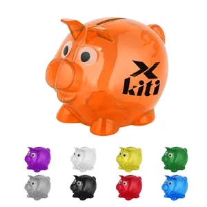 Classic Small Plastic Pig Piggy Bank 4"x3"x2.5"