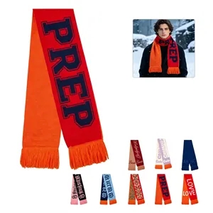 Full Color Acrylic Knitted Soccer Fan Scarf W/ Tassel