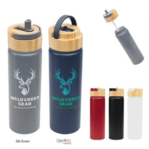27 Oz. Ellis Recycled Aluminum Bottle With Bamboo Lid | https://www.bestnamebadges.com