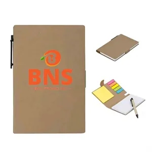 Button-Style Kraft Paper Sticky Notes Set with Pen